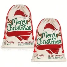 1pc Large Canvas Santa Sack - Spacious, Drawstring Gift Bag For Christmas Presents - Perfect For Holiday Celebrations For Fall Home Decor For Travel Storage Bag, Makeup Bag, Cosmetic Bag, Vacation Organizer, Large Capacity Makeup Organizer Makeup Case, For Lipstick, Brush, Skincare, Mobile Phone, Coin, Small Items, For Home, Gift, Vacation And Festival Halloween Christmas Multifunctional Use - Multicolor - View 14