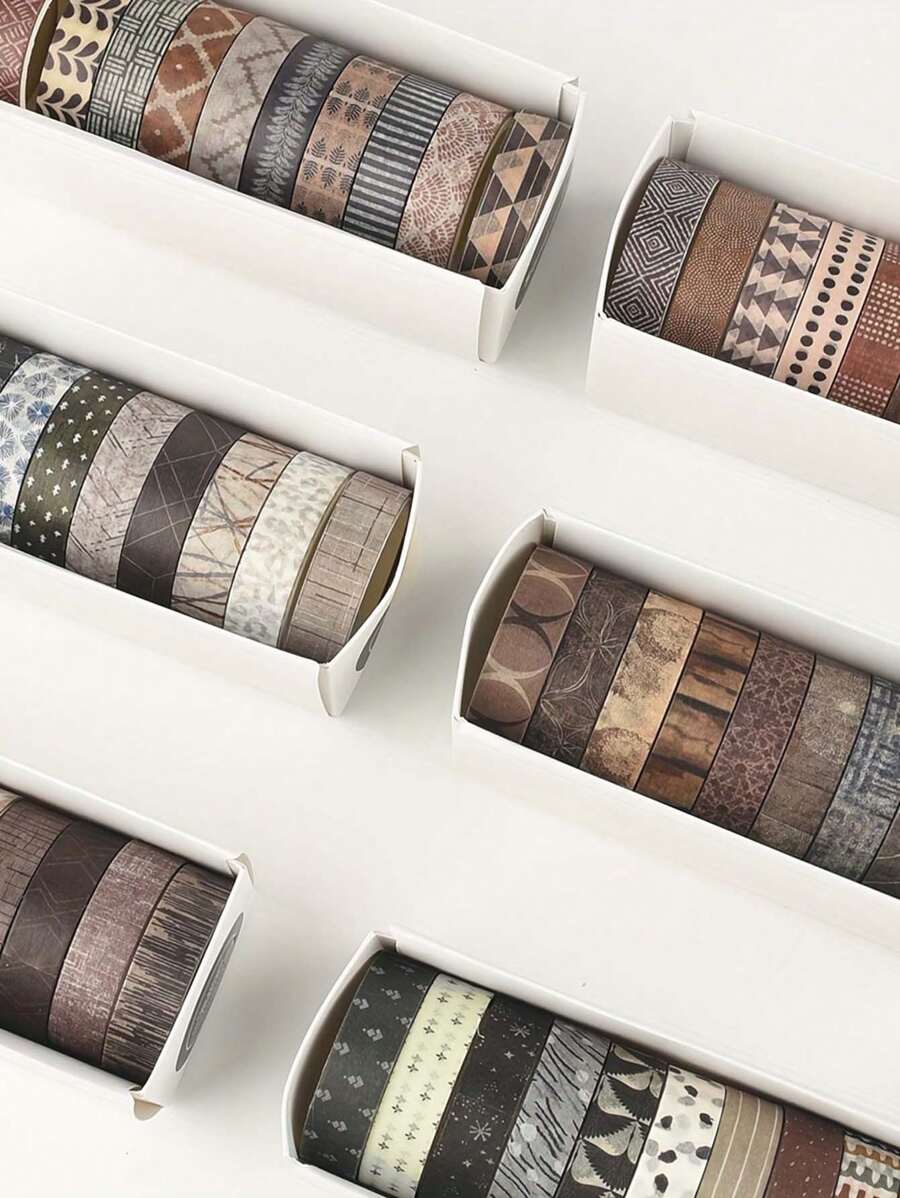 10 卷手工日记和纸胶带撕下无痕装饰贴纸胶带，适用于学生文具、礼品包装和 DIY 工艺品的装饰胶带 - 纸质材料，易于使用，非常适合信封装饰、返校学校用品