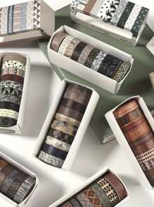 10 卷手工日记和纸胶带撕下无痕装饰贴纸胶带，适用于学生文具、礼品包装和 DIY 工艺品的装饰胶带 - 纸质材料，易于使用，非常适合信封装饰、返校学校用品