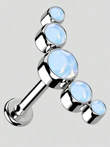 1 pièce Boucle d'oreille de piercing de tragus, cartilage, hélix en acier inoxydable avec cinq zirconias et opale, bijou de piercing de lobe d'oreille et labret avec cristal