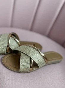 Women Slides - 金色 - 查看 6