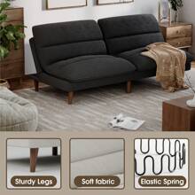 Futon Sofa, Two Seat Adjustable Sofa, Corduroy Fabric, Upholstered Sofa, Sofa Changeable Into Bed, Leisure Reading And Games - Dark Grey - View 5