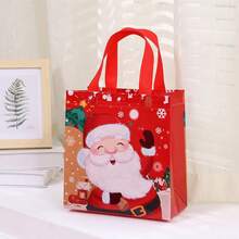 12 cái/bộ, nhiều màu 23*22*11cm Túi vải không dệt đựng quà Giáng sinh hình ông già Noel và tuần lộc chống thấm nước, Túi mua sắm có thể tái sử dụng - Nhiều màu - Xem 3