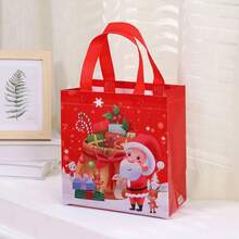 12 cái/bộ, nhiều màu 23*22*11cm Túi vải không dệt đựng quà Giáng sinh hình ông già Noel và tuần lộc chống thấm nước, Túi mua sắm có thể tái sử dụng - Nhiều màu - Xem 5