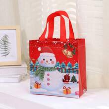 12 cái/bộ, nhiều màu 23*22*11cm Túi vải không dệt đựng quà Giáng sinh hình ông già Noel và tuần lộc chống thấm nước, Túi mua sắm có thể tái sử dụng - Nhiều màu - Xem 2