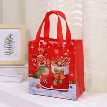 12 cái/bộ, nhiều màu 23*22*11cm Túi vải không dệt đựng quà Giáng sinh hình ông già Noel và tuần lộc chống thấm nước, Túi mua sắm có thể tái sử dụng - Nhiều màu - Xem 4