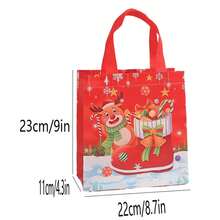 12 cái/bộ, nhiều màu 23*22*11cm Túi vải không dệt đựng quà Giáng sinh hình ông già Noel và tuần lộc chống thấm nước, Túi mua sắm có thể tái sử dụng - Nhiều màu - Xem 7