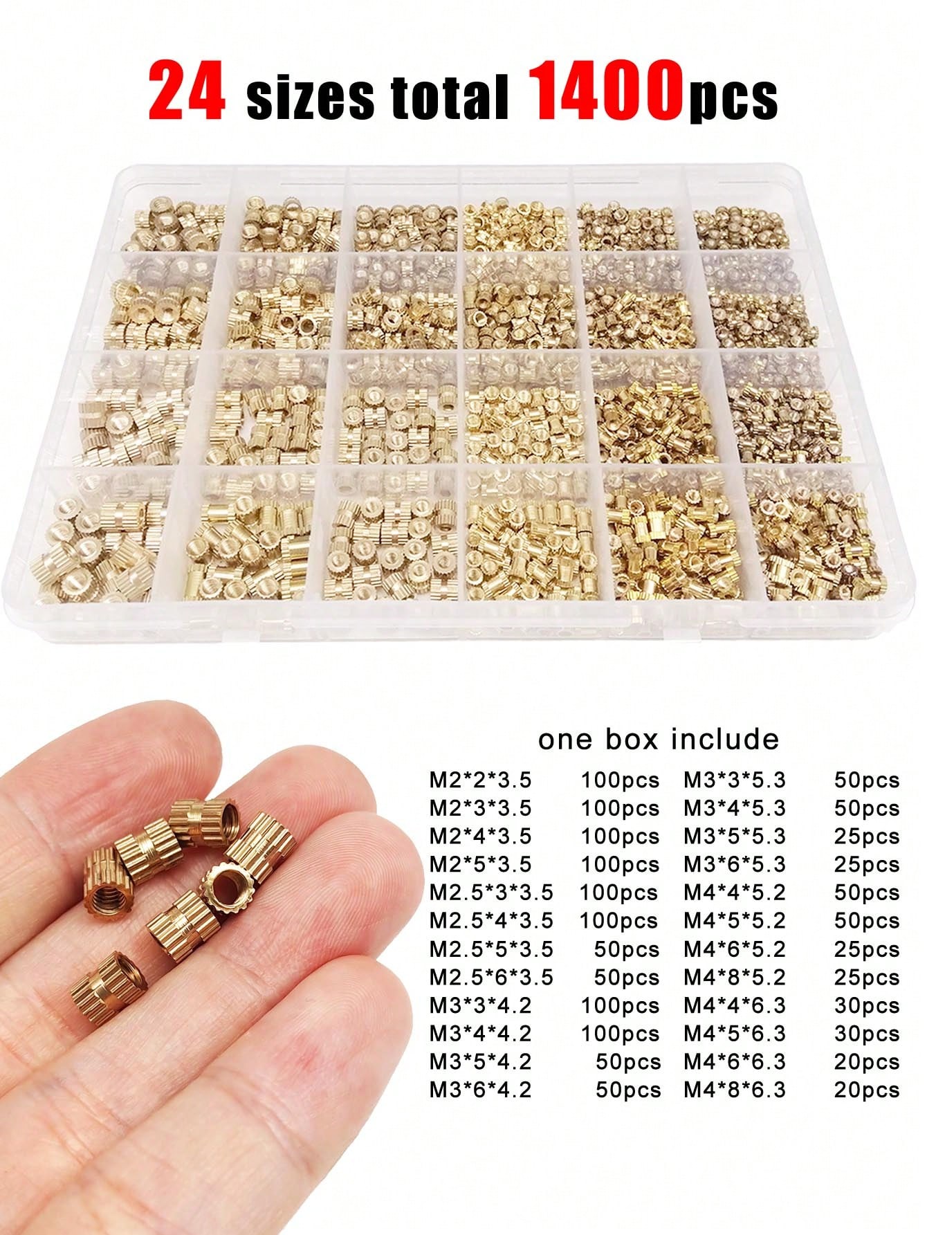 Boxed Injection Molding Knurl Insert Nut Embedded Nutsert Mix M2 M2.5