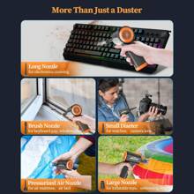 WHATOOK 1 chiếc khăn lau bụi khí nén - khăn lau bụi điện có thể tái sử dụng - 3 tốc độ 60000 vòng / phút với đèn LED - giải pháp thay thế không khí đóng hộp để làm sạch bàn phím - khăn lau bụi không dây có thể sạc lại USB để thổi máy tính và ô tô - màu đen - Xem 10