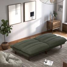 Futon Sofa, Two Seat Adjustable Sofa, Corduroy Fabric, Upholstered Sofa, Sofa Changeable Into Bed, Leisure Reading And Games - Green - View 3