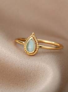 1 Pc Fashion White Opal Oval Rings For Women Gold Color Round Geometric Ring Wedding Party Jewelry Gift