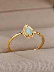 1 Pc Fashion White Opal Oval Rings For Women Gold Color Round Geometric Ring Wedding Party Jewelry Gift
