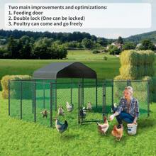 BingoPaw Large Iron Walk-In Chicken Run Coop Cage Hens Rabbit Dogs Ducks Chickens Poultry - Black - View 9