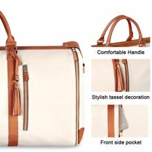 Garment Bags For Travel, Convertible Carry On Garment Bag Large Duffle Bags For Women, 2 In 1 Hanging Suitcase Suit Water Resistant Duffel Travel Bags With Shoe Pouch, Beige