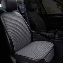 Car Long Mesh Linen Seat Cushion Square Grid Design, Universal All-Season Non-Slip Cover - Grey - View 15