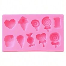 Silicone Mold For Chocolate, Gummies, Soap, Plaster Or Resin In The Shape Of Small Sweets, Lollipops And Ice Cream.