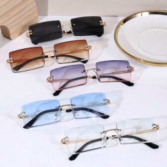 1pc Super Lightweight Rectangle Frame Fashion Glasses, Versatile Personalized Street Style Accessory For Men And Women, Perfect For Daily Wear, Outdoor Travel And Parties Vintage Shades Accessories, Gradients Casual Style For All Season For Summer Beach Vacation,Outdoor,Travel
