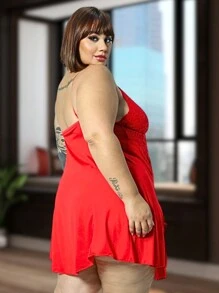 Kit With 6 Women's Plus Size Pajamas Nightgowns With Lace And Side Slits Casual Sensual Smooth Elegant Comfortable Ideal For Nights Large Size Sleepwear Models Curves Style - 彩色 - 查看 11