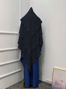 1pc Solid Color Abaya Accessories Breathable Comfortable 3-Layer Chiffon Headscarf For Women, Elegant & Casual Design, Polyester, For Daily Wear, Prayer, All Seasons