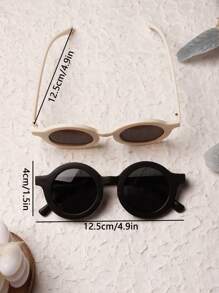 2pcs Unisex Baby Fashion Round Fashion Glasses Suitable For All Seasons (With Glasses Case)