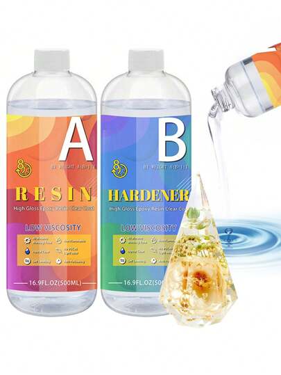 Epoxy Resin Crystal Clear Epoxy Resin Kit  Yellowing Resistant Fast Curing For Casting Coating Art DIY Craft Jewelry Wood Table