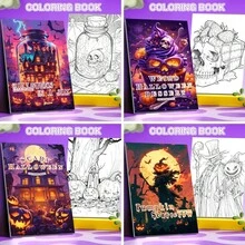 1 本 20 页万圣节着色书，内含鬼魂、南瓜、城堡、骷髅和各种图案 - 彩色 - 查看 1