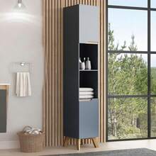 LIVINGANDHOME Living And Home Freestanding Tall Bathroom Storage Cabinet - Grey - View 2