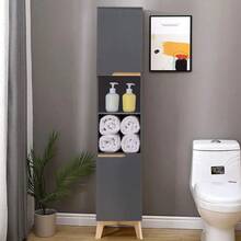 LIVINGANDHOME Living And Home Freestanding Tall Bathroom Storage Cabinet - Grey - View 9