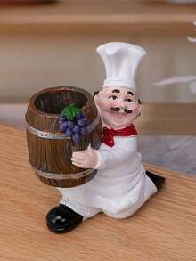 1 件厨师手提篮装饰物、牙签架、卡通雕像艺术工艺品，适用于厨房、家庭、客厅、办公室、咖啡厅装饰、房间桌面展示入口装饰 - B - 查看 3