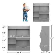 5-Cubby Kids Bookshelf And Bookcase For Storage Books And Toys, Multi Shelf With Cubby Cabinet For Boys And Girls, Toy Storage Cabinet For Kid's Bedroom, Playroom And Nursery - Grey - View 3