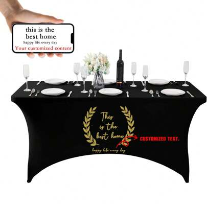 1pc Customized Tablecloth, 4ft X 6ft Table Runner, Personalized For Trade Show, Event, Birthday, Party, Wedding, Anniversary, Fireplace