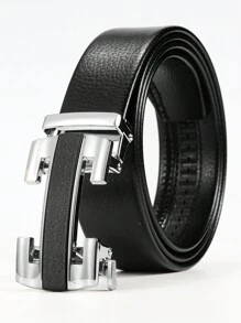 Cinturón para hombres con hebilla automática, cinturón con letras, cinturón de moda casual de negocios, adecuado para fiestas, Día del Padre, regalo del Día de San Valentín. Verano, casual escolar, negocios, regalo para novio, esposo, padre, hombre, uso diario, moda, adolescente, al aire libre, vacaciones, atlético, viaje, calle, bohemio, vintage