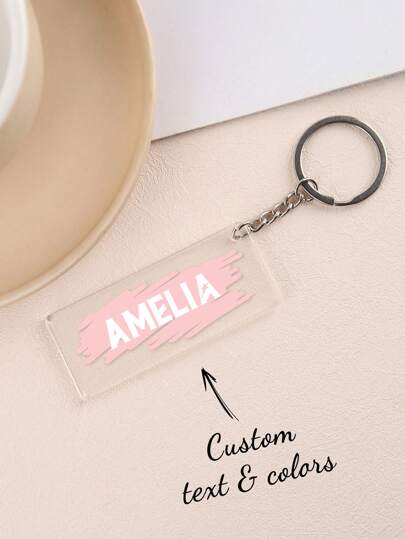 1pc Customized Acrylic Graffiti Keychain, Suitable For All Seasons, Personalized Text And Color, Gift For Valentine's Day, Father's Day, Mother's Day, Best Friend, Him/Her Fashion, Colorful, Vintage, Cute, Adorable, Contracted, Kawaii, Y2K, Stylish, Fall Fashion, Casual, 2000s Fashion, Cuties Custom, Personalized, Unique, Customized Ideal Gifts For Her Girlfriend,Delicate Romance, Utilitarian Chic