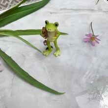 1 pieza Figurita decorativa de ranita linda para maceta de plantas suculentas, paisaje en miniatura - Multicolor - Ver 11