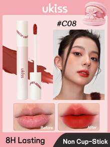 ukiss Tinte labial en crema de bruma lechosa, lápiz labial mate aterciopelado, color de alta pigmentación, de larga duración, ligero, lápiz labial líquido, suave, de larga duración