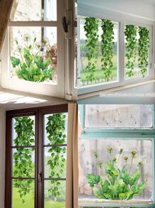 1pc Fresh Dandelion & Leaves Vine Window Sticker, Spring Greenery Decor Series, Double-Sided Printing, See-Through Glass Door/Window Decal, Static Cling Wall Sticker Room Decor Home Decor Wall Decor Bathroom Decor Bedroom Decor Room Decoration Stuff Living Room Decor House Decor Home Decor Living Room Wall Art Wall Paper Stickers Personalised Stickers