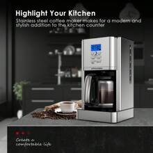 Stainless Steel 12-Cup Drip Coffee Maker, Programmable Self-Cleaning Coffee Maker, Simple To Operate And Clean