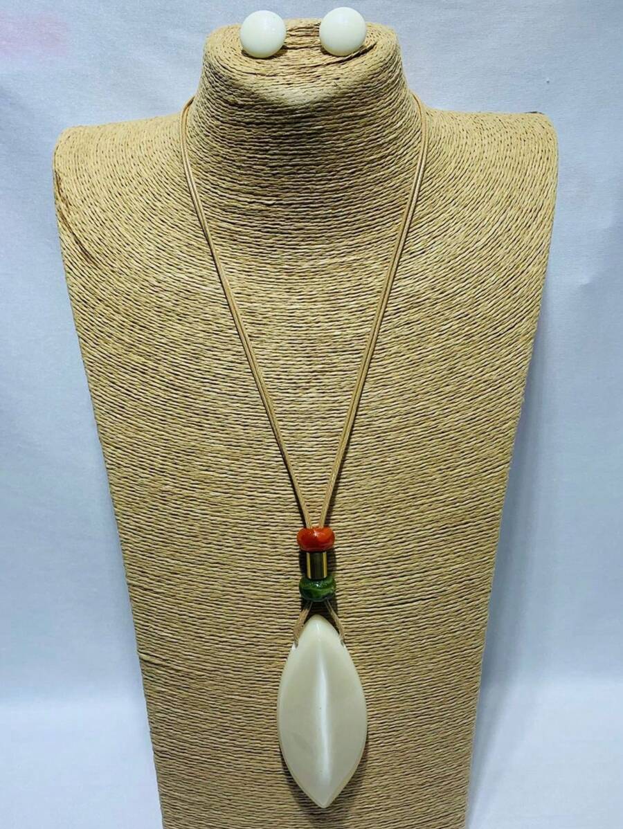 LEAF LONG RESIN NECKLACE - 離開 - 查看 1