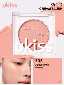 ukiss 纯色霜状腮红，哑光闪光腮红霜，质地柔软细腻，不粘腻，裸妆，持久妆容，一体式彩妆盘，面部美容化妆品 - 05# Apricot Pink - 查看 2