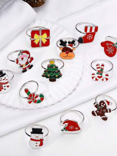 1PC Zinc Alloy Christmas Hat Christmas Tree Napkin Ring Restaurant Simple Christmas Penguin Napkin Ring,Home Decor,Christmas Decor,Party Supplies