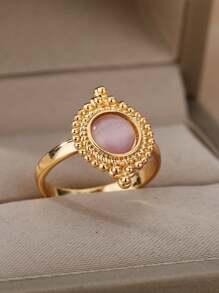 1 Pc Fashion White Opal Oval Rings For Women Gold Color Round Geometric Ring Wedding Party Jewelry Gift