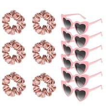 Satin Bridesmaid Scrunchies Bachelorette Hair Ties Set Of 6 Glasses Bridal Shower No Damage Hairties Ideas Gift For Wedding Party Favors Bridesmaid Proposal Gifts
