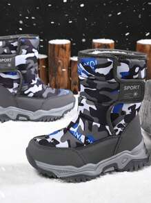Children Snow Boots 2024 New Winter Thick Plushed Waterproof Antiskid Boots For Big Kids Boys & Girls