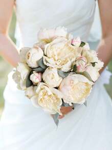 2 Bouquet Artificial Peonies Silk Flowers Vintage Fake Flowers Faux Peony Flowers For Flower Arrangements Artificial Centerpiece Home Table Dining Room Decor - 白色 - 查看 2