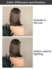 Headband Wigs Highlight Brown Short Straight Hair Black Bob Headband Wig Wear And Go Glueless Wig Synthetic Wig With Headband 12 Inch For Women