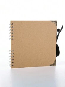 1pc 2024 New Popular 8-Inch DIY Photo Album, Vintage Corner Album, Creative Coil Scrapbook, Handmade Gift Album, Super Thick 30-Page Album To Record Memories, Vintage Couple Handmade Family Photo Album, Blank Loose-Leaf Kraft Paper Sketchbook,Back To School,School Supplies