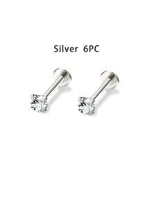 6/12 件耳环软骨穿孔首饰耳屏小耳环女士 - 小鑽石耳環 - 查看 6