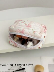 Cute Quilted Makeup Bag Cosmetic Bag Aesthetic Travel Toiletry Bags Sanitary Napkin Storage Bag, Portable Makeup Bag, Feminine Menstrual Pad Tampon Organizer, First Period Kit Bags Cute Pouch Kawaii Aesthetic For Women Makeup Bag Cosmetic Bag For Women Large Capacity Makeup Bags Makeup Brushes Storage Bag Travel Toiletry Bag Organizer Sanitary Napkin Storage Bag, Menstrual Cup Pouch Nursing Pad Holder Tampon Bags Feminine Product Pouches Portable Period Kit Bag For Girls Travel Essentials Cruise Essentials Dorm Essentials, Wedding Bridesmaid Gifts, Mom Gifts, Birthday Gifts, Gifts For Friends And Teachers, Home Decor, Bathroom Livingroom Bedroom Decor, Bathroom Organizer, Jewelry Organizer, Lip Oil Organizer, Nail Polish Organizer , Bow - Multicolor - View 7