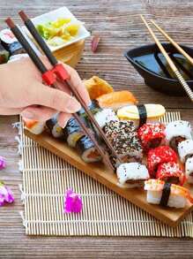 5pcs Chopstick Helper For Adult, Beginner, Trainer Or Learner – Plastic Hinge Connector For Chopsticks Training – Anti-Slip, Reusable And Replaceable,Kitchen,Christmas Gift - Multicolor - View 4