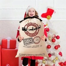 1pc Large Canvas Santa Sack - Spacious, Drawstring Gift Bag For Christmas Presents - Perfect For Holiday Celebrations For Fall Home Decor For Travel Storage Bag, Makeup Bag, Cosmetic Bag, Vacation Organizer, Large Capacity Makeup Organizer Makeup Case, For Lipstick, Brush, Skincare, Mobile Phone, Coin, Small Items, For Home, Gift, Vacation And Festival Halloween Christmas Multifunctional Use - Multicolor - View 11